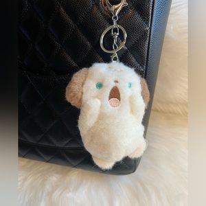 Dog Bag Charm Keychain Purse charm Plush Pom Pom New